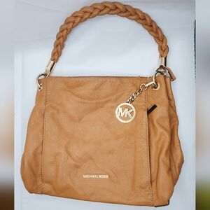 Michael Kors Tan Leather Braided Shoulder Bag